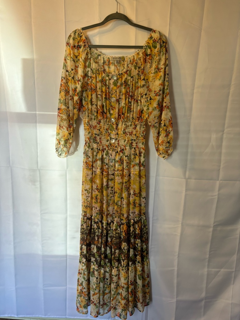 NWOT Figueroa & Flower 3/4 Sleeve Floral Maxi Dress - Size XL